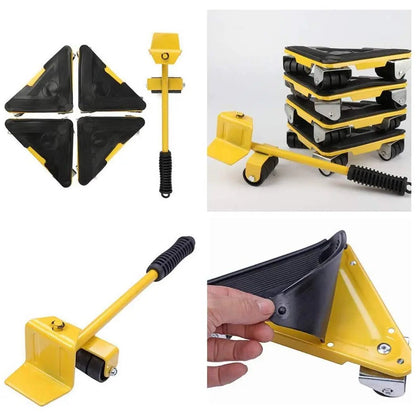 5 Pcs 360 Degree Rotating Furniture Moving Wheels with Wheel Bar - Techmanistan in Pakistan