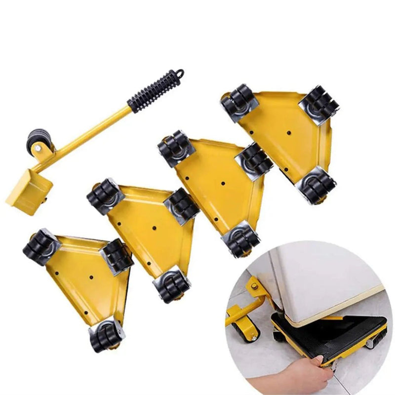 5 Pcs 360 Degree Rotating Furniture Moving Wheels with Wheel Bar - Techmanistan in Pakistan