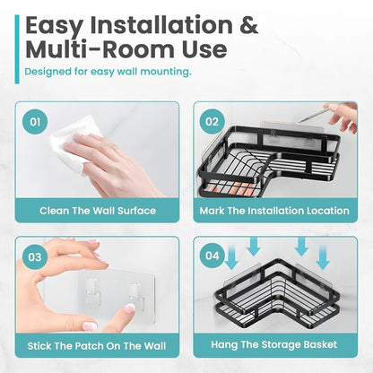 5 - Piece Shower Caddy L - Shaped Corner Shelf Set - Techmanistan in Pakistan
