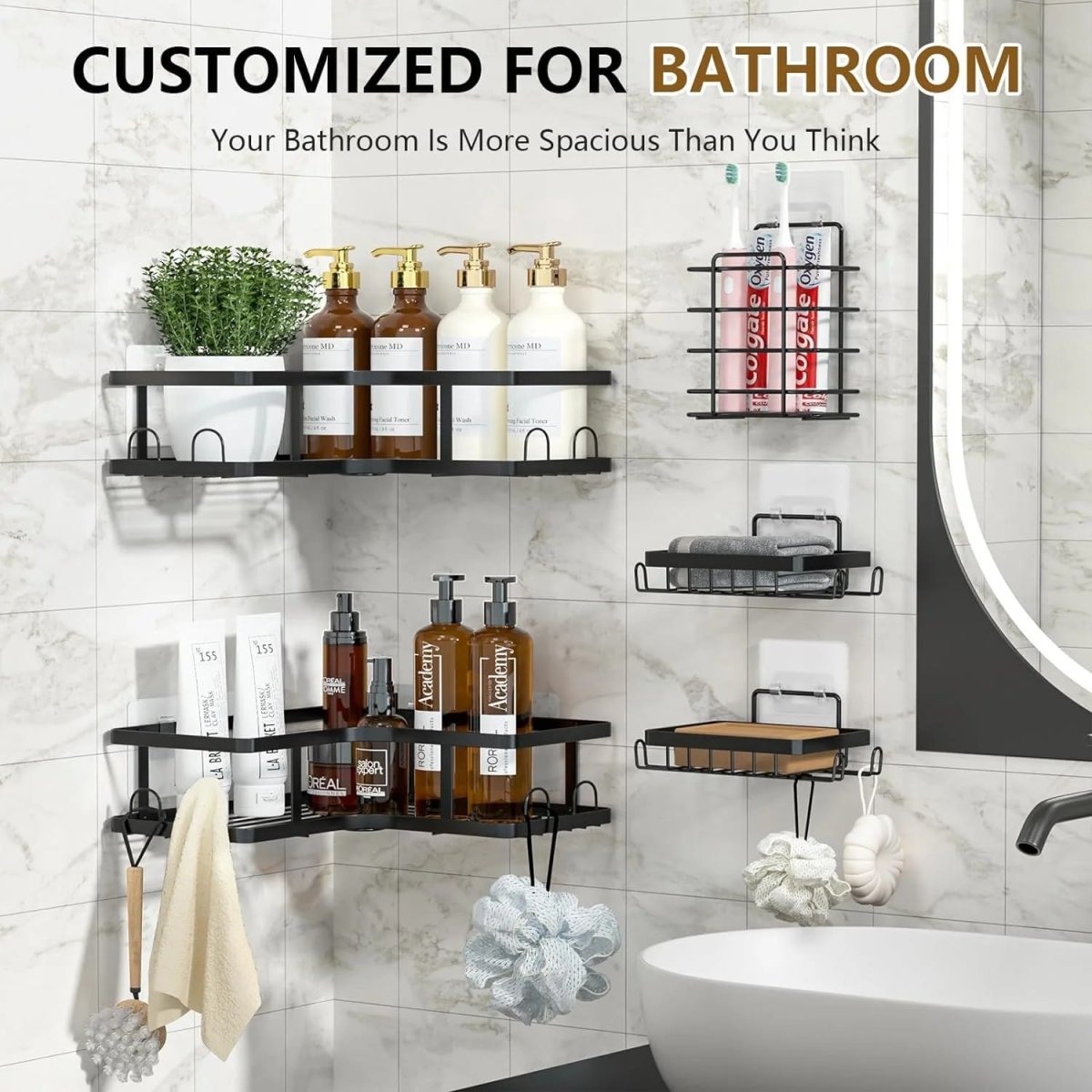 5 - Piece Shower Caddy L - Shaped Corner Shelf Set - Techmanistan in Pakistan