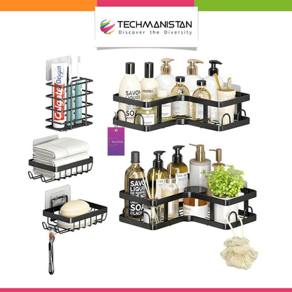 5 - Piece Shower Caddy L - Shaped Corner Shelf Set - Techmanistan in Pakistan