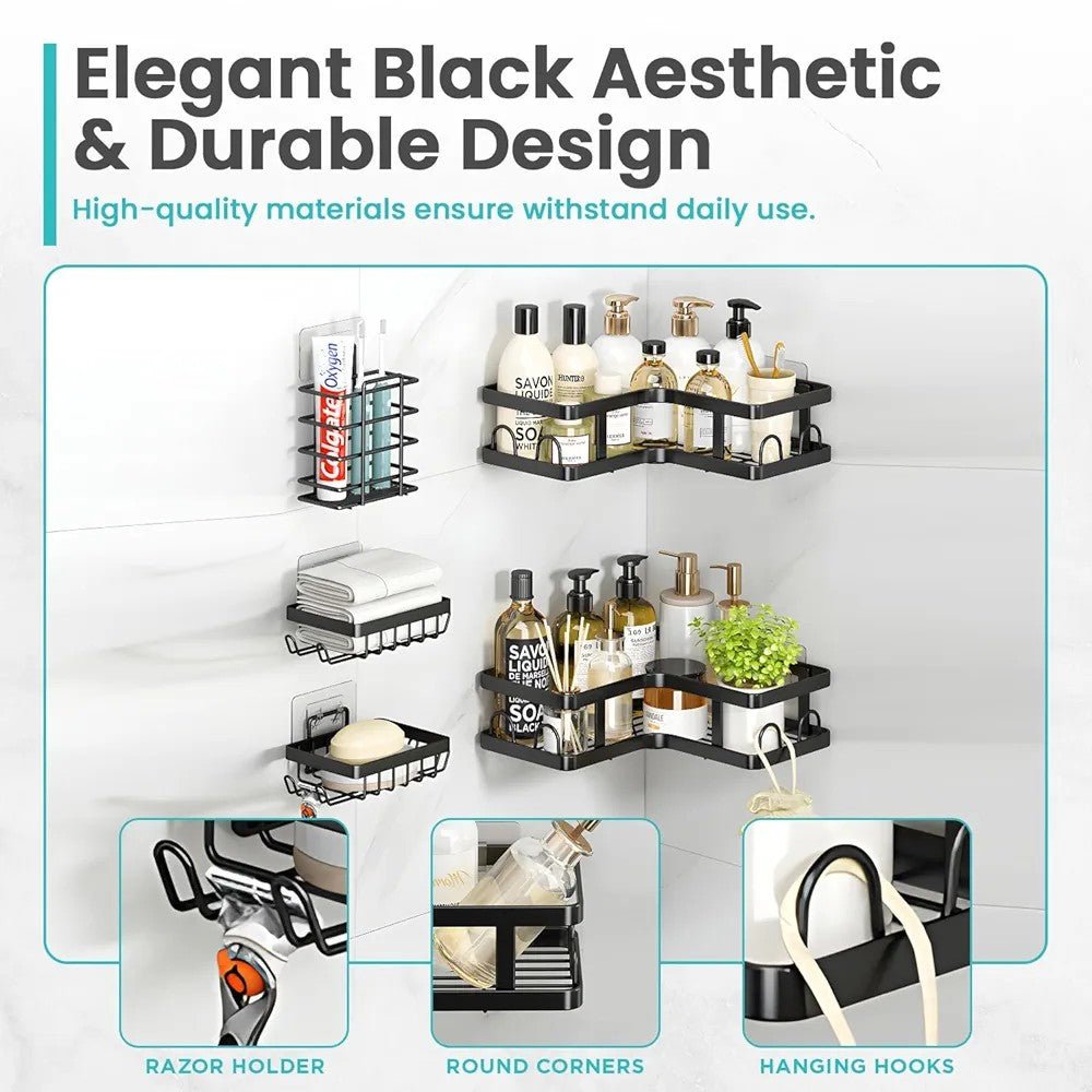 5 - Piece Shower Caddy L - Shaped Corner Shelf Set - Techmanistan in Pakistan