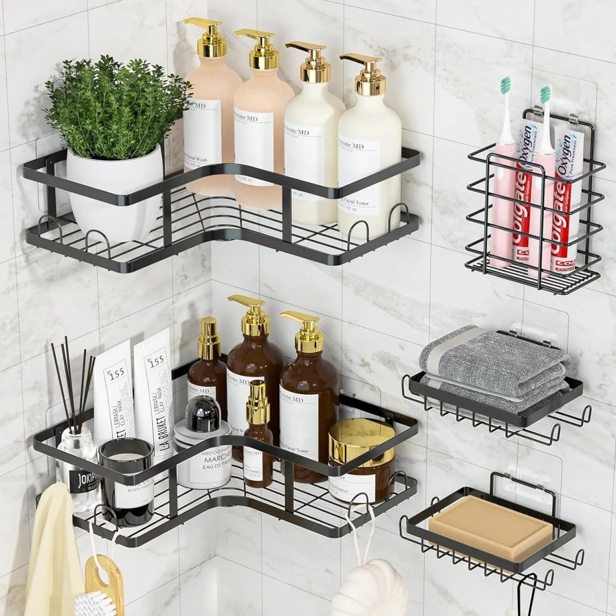 5 - Piece Shower Caddy L - Shaped Corner Shelf Set - Techmanistan in Pakistan