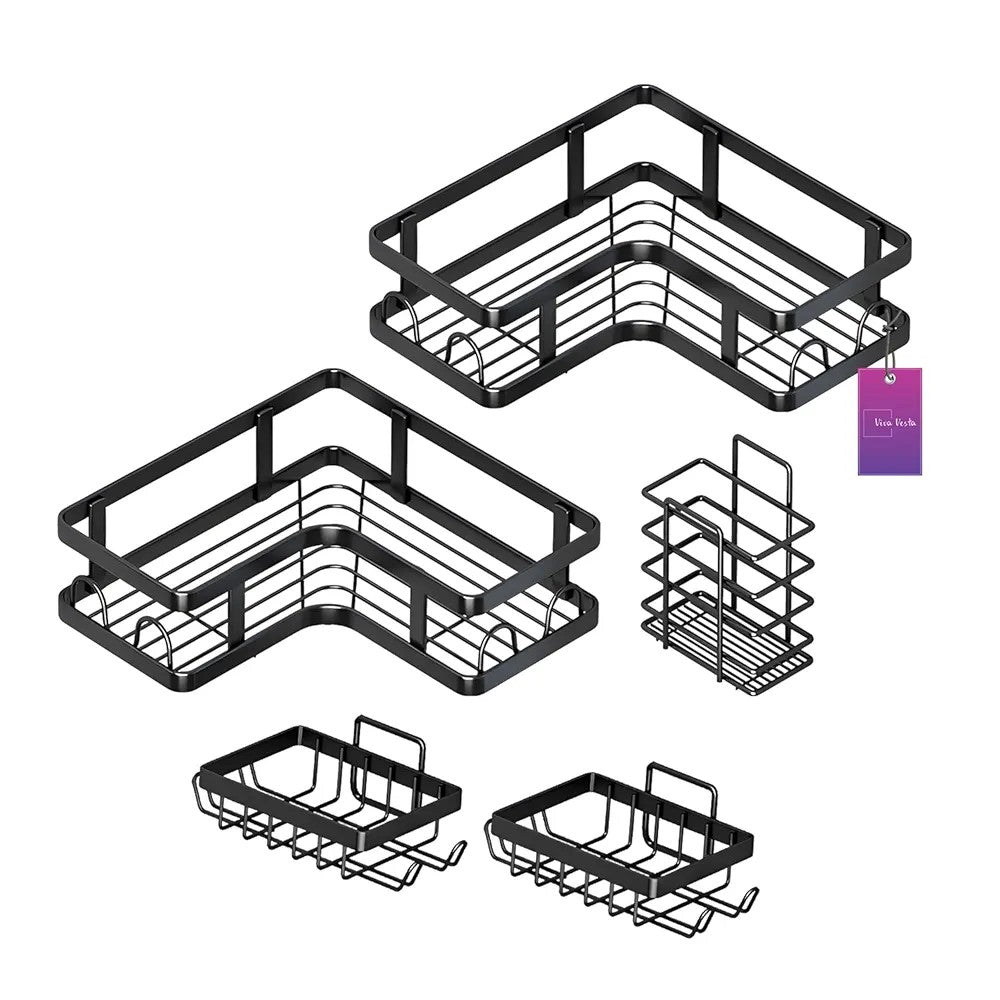 5 - Piece Shower Caddy L - Shaped Corner Shelf Set - Techmanistan in Pakistan