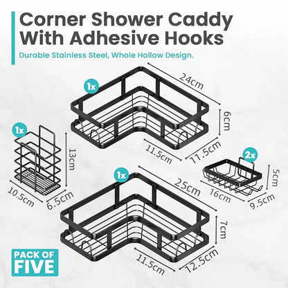 5 - Piece Shower Caddy L - Shaped Corner Shelf Set - Techmanistan in Pakistan