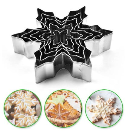 5 Piece's Snowflakes Cookie Cutter Mold - Techmanistan