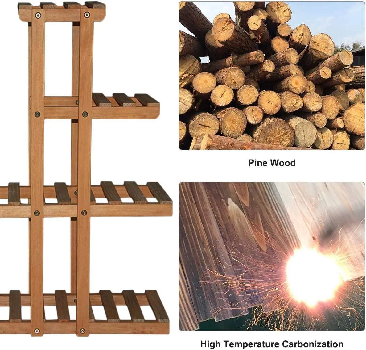 5 Tier Pine Wood Plant Pots Stand - Techmanistan in Pakistan