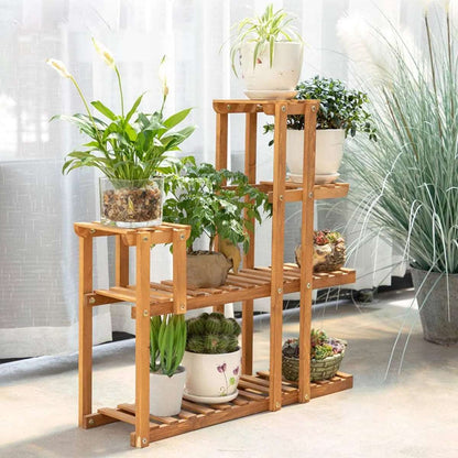 5 Tier Pine Wood Plant Pots Stand - Techmanistan in Pakistan