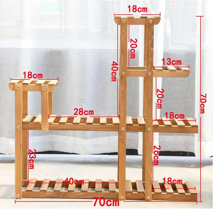 5 Tier Pine Wood Plant Pots Stand - Techmanistan in Pakistan