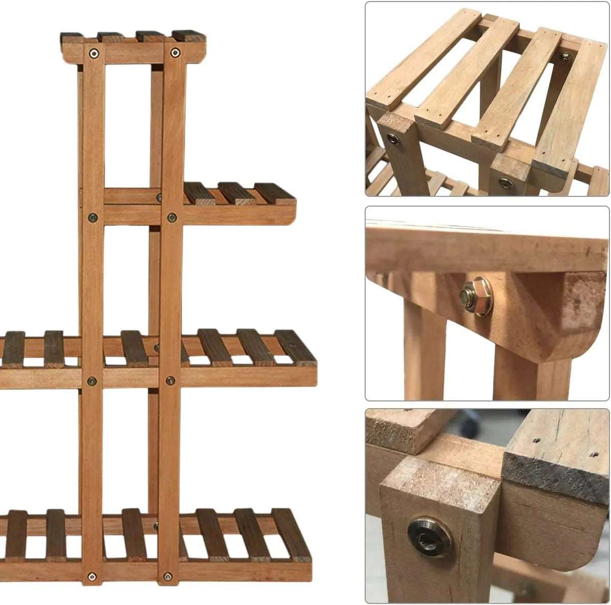 5 Tier Pine Wood Plant Pots Stand - Techmanistan in Pakistan
