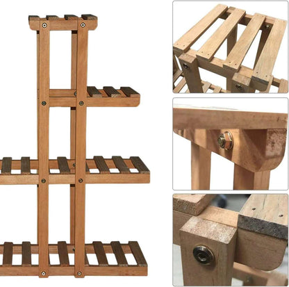 5 Tier Pine Wood Plant Pots Stand - Techmanistan in Pakistan