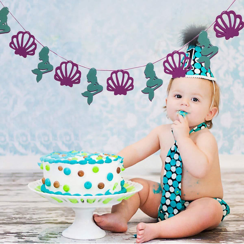 Mermaid Seashell Party Banner For Kid Birthday Party Decoration My Store