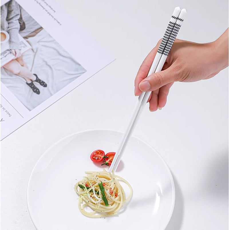 Geometric Pattern Ceramic Chopsticks Set, 5 Pairs