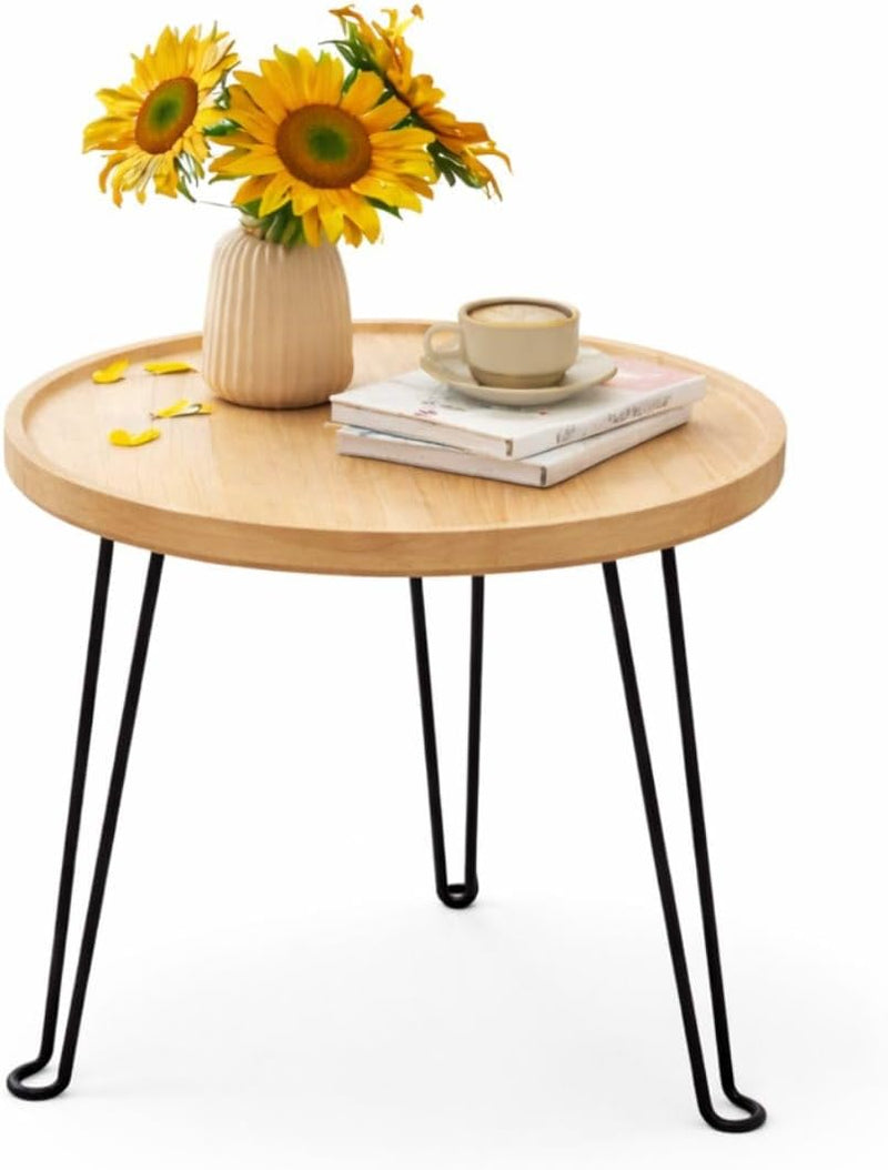 Foldable Wood Coffee Table with Metal Legs