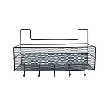 Hanging Storage Basket with 5 Hooks – Wall-Mount Mesh Organiser (26×13.5×20 cm)