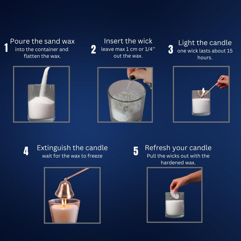 Sand Wax With Glass Jar & Wicks