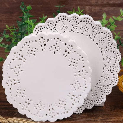Pack of 100 - Disposable Food Grade Round Paper Doilies Techmanistan
