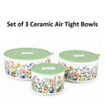 Set of 3 Ceramic Airtight Bowls with Lids