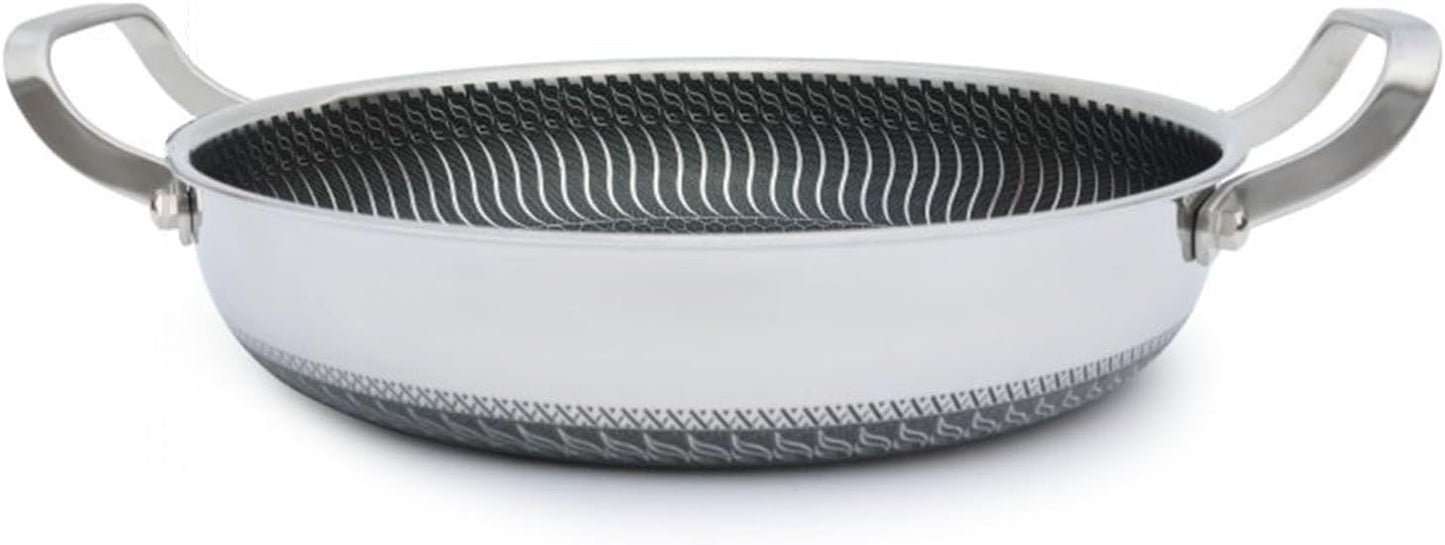 Flat Bottom Double Sided Honeycomb Layer Frying Pan With Dual Handle