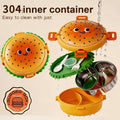Burger Shaped 2-Compartments Bento Box with Steel Cutlery