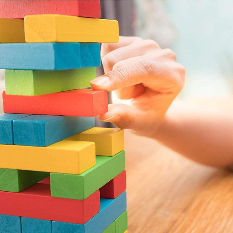 54 Pcs Colorful Jenga Puzzle Game - Techmanistan in Pakistan