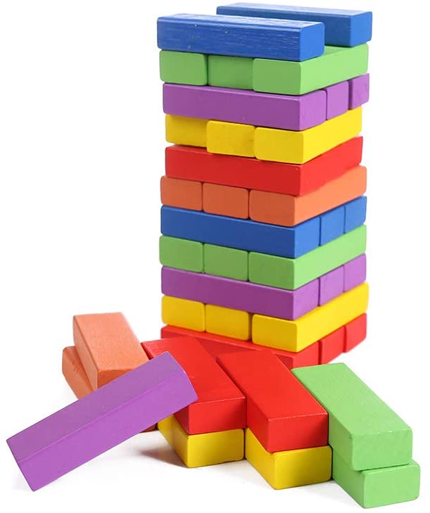 54 Pcs Colorful Jenga Puzzle Game - Techmanistan in Pakistan