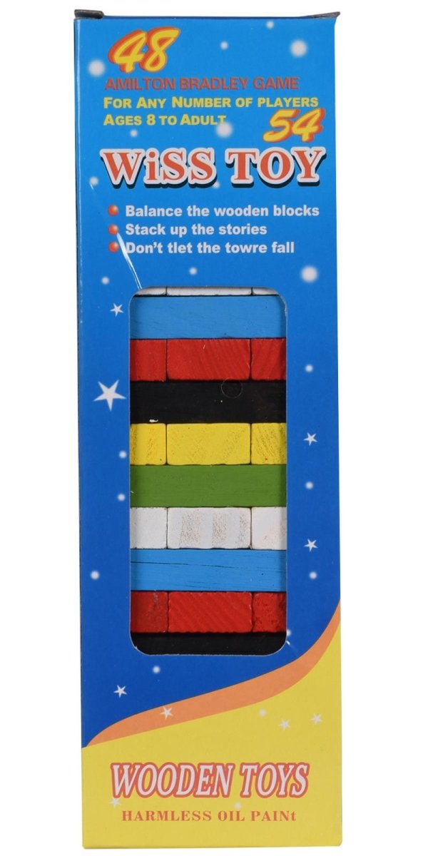 54 Pcs Colorful Jenga Puzzle Game - Techmanistan in Pakistan