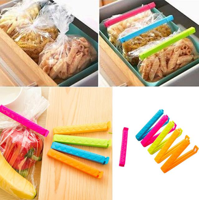 Pack of 5 - Multicolor Reusable Plastic Food Snack Storage Seal Sealing Bag Clips Techmanistan