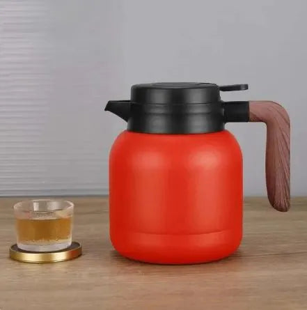 Random Color - 1000ml/1500ml Vacuum Coffee Pot With Wooden Handle