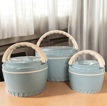 3PC Stainless Steel Interior Insulated Luxury Food Warmer Set
