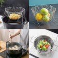 12in1 Stainless Steel Kitchen Colander Strainer Foldable Chef Basket Techmanistan