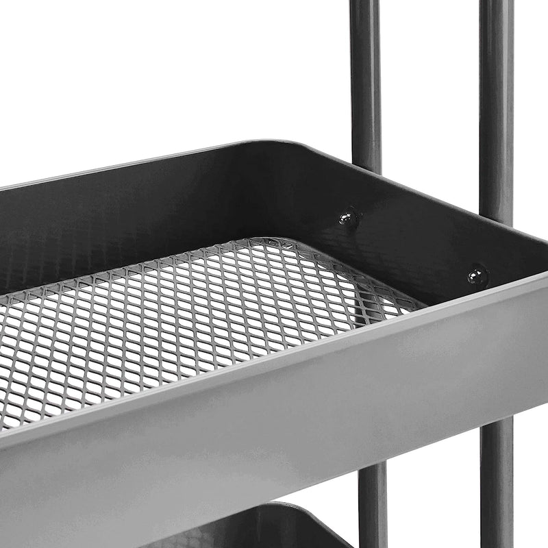 3-Tier Wheeled Mesh Base Rolling Kitchen Trolley Cart Techmanistan
