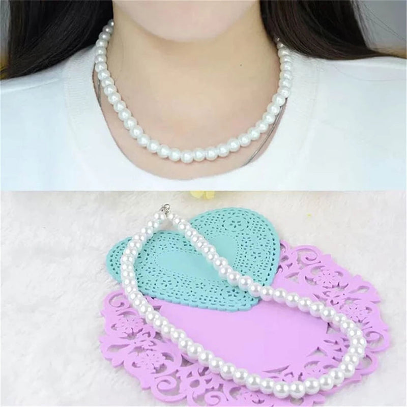 Multiple Used Women?s White Pearl Necklace Bracelet, 2in1 Necklace and Bracelet, Premium Fashion White Pearls 5'' Diameter Necklace My Store