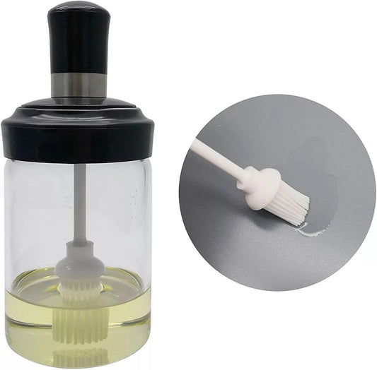 Oil Dispenser Glass Oil Bottle With Silicone Brush Oil Vinegar Dispenser Bottle with Pastry Brush 220 ml Oil Container Bottle for BBQ Baking Kitchen Refillable Oil Dispenser with Basting Brush My Store