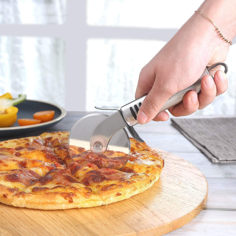 Stainless Steel Pizza Cutter Wheel Cutter With Handle,  Stainless Steel Pizza Cutter Pastry Pizza Wheel Cutter Pancake Food Cutter Wheel Slicer My Store