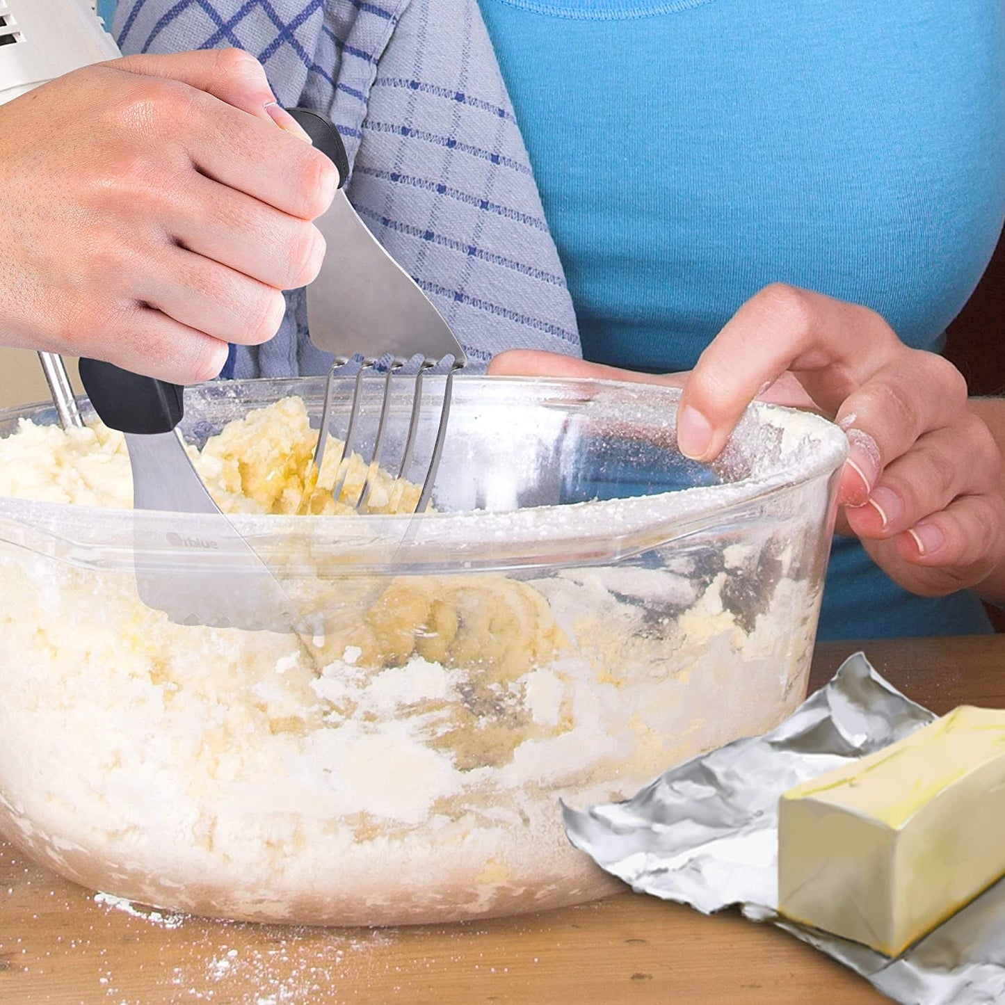 Stainless Steel Pastry Blender With Plastic Handle, Dough Blender, Pie Crust Biscuit Masher, Fryer My Store