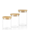 Set of 3 - Kitchen Glass Jars With Wooden Bamboo Lids Techmanistan