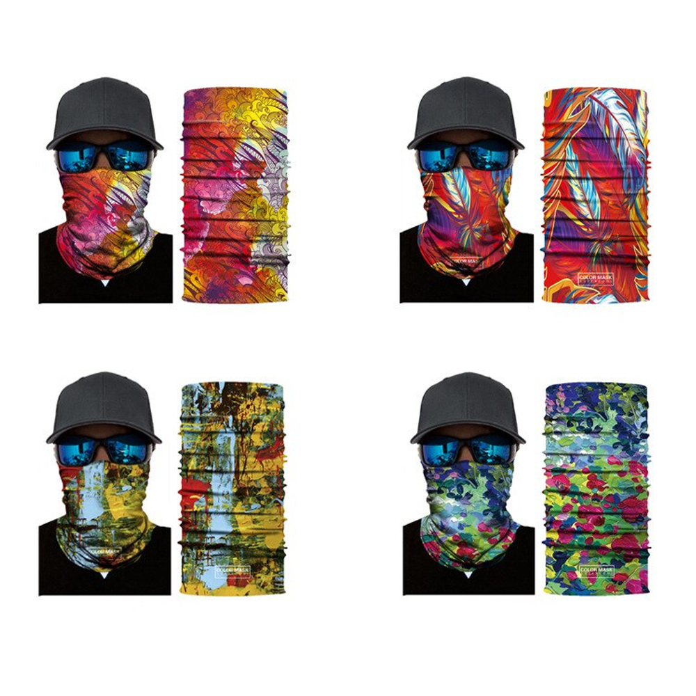 Pack of 4 - Assorted Color and Design Tube Shaped Face Mask Bandana My Store