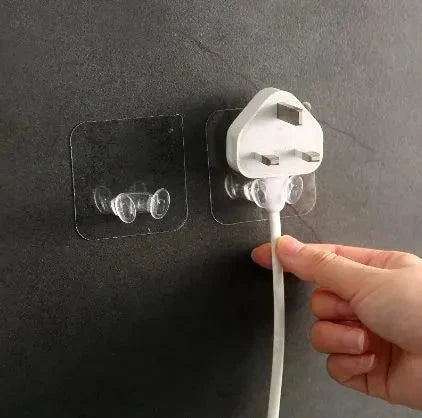 Pack of 20 - Strong Adhesive Hook Power Plug Socket Holder Techmanistan