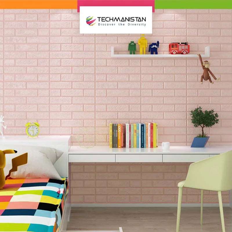 5mm Thickness 3D Brick Wall Sticker - Techmanistan in Pakistan