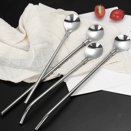 6 - Pack Stainless Steel Drinking Spoon Straw Set - Reusable & Practical - Techmanistan in Pakistan