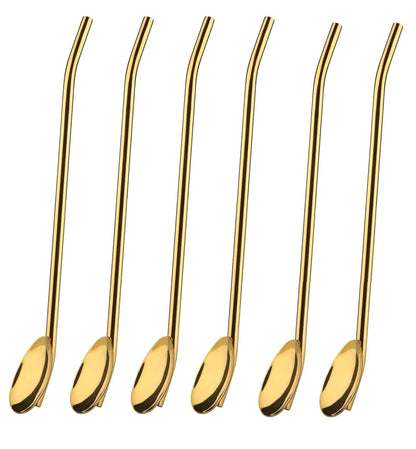 6 - Pack Stainless Steel Drinking Spoon Straws - Reusable & Multifunctional - Techmanistan in Pakistan