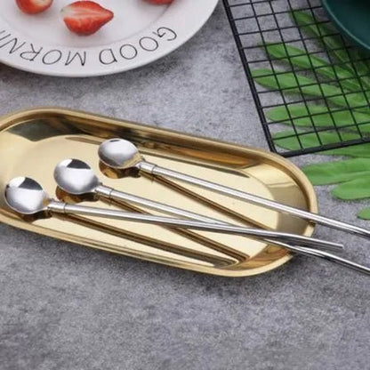 6 - Pack Stainless Steel Drinking Spoon Straws - Reusable & Multifunctional - Techmanistan in Pakistan