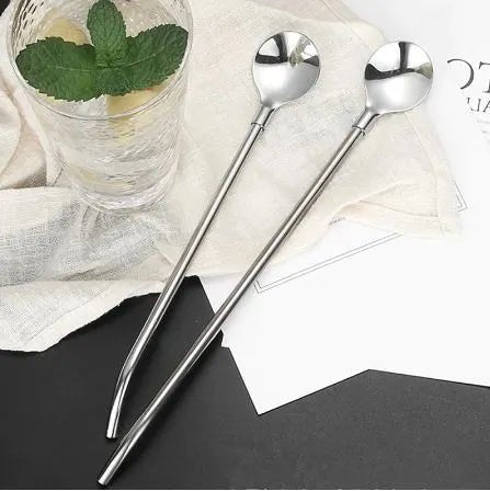 6 - Pack Stainless Steel Drinking Spoon Straws - Reusable & Multifunctional - Techmanistan in Pakistan