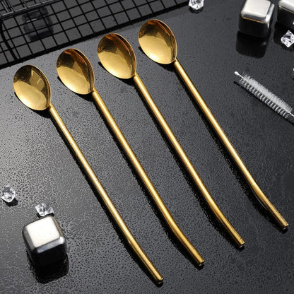 6 - Pack Stainless Steel Drinking Spoon Straws - Reusable & Multifunctional - Techmanistan in Pakistan