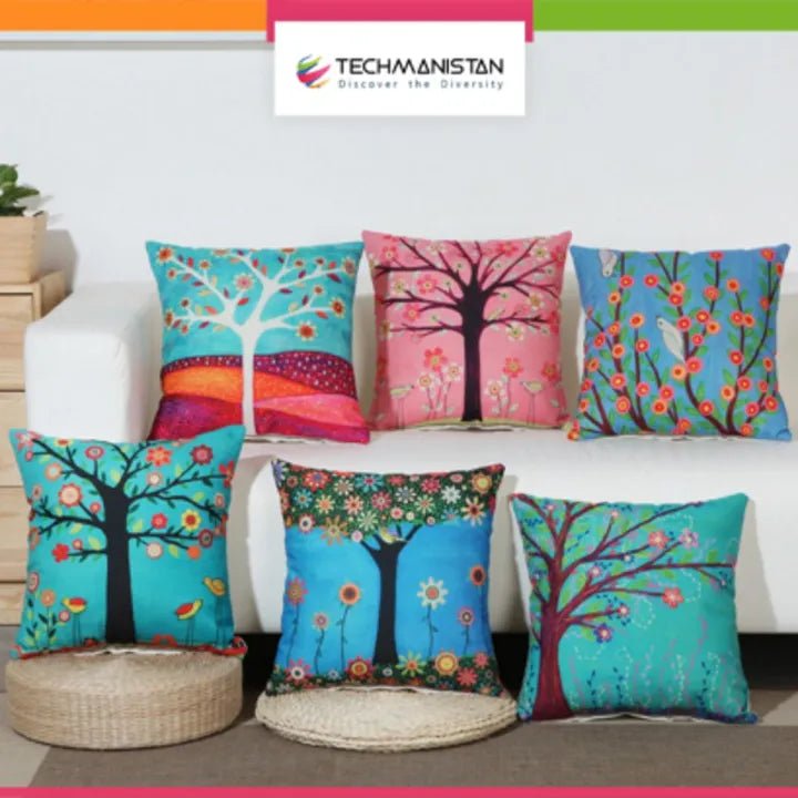 6 Piece's Nature inspired Sofa Cushion Covers - Techmanistan in Pakistan