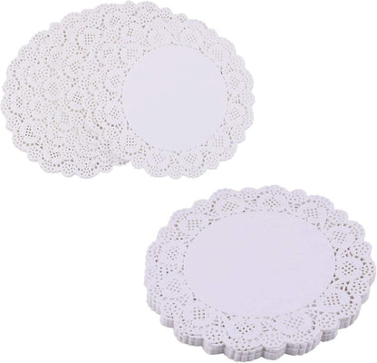 Pack of 100 - Disposable Food Grade Round Paper Doilies Techmanistan