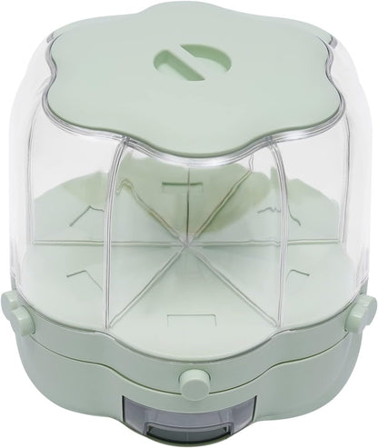 6-Compartment Rotating Rice Storage Dispenser – Flower Pattern, 7L Cereal Container