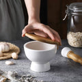 Ceramic Mortar and Pestle Set with Bamboo Lid