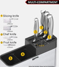 3 Compartments Knife and Cutlery Organizer with Draining Bottom Tray